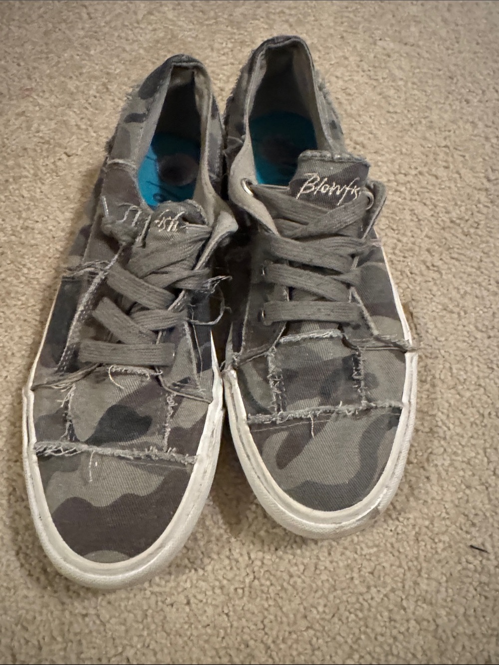 Blowfish Distressed Camo Lace-Up Sneakers in Gray